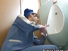 japanese attendant cleans wrong asian blowjob fetish interracial outdoor public